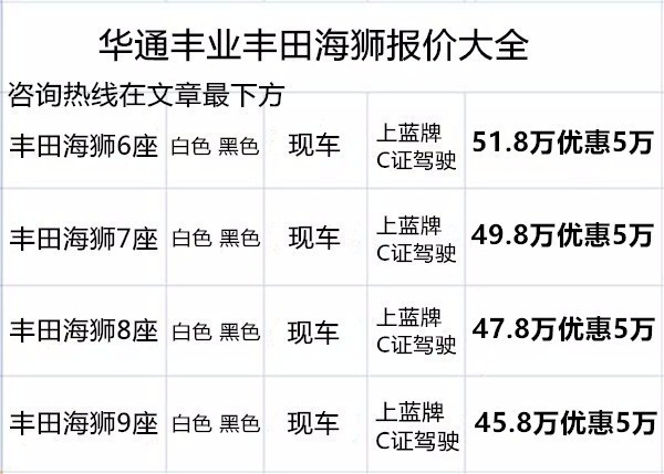 丰田海狮9座顶配价格 海狮9座报价米乐M6 米乐(图3)
