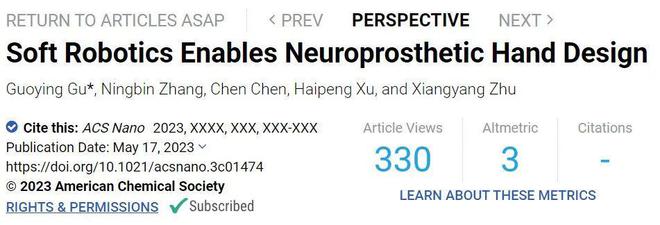 米乐 M6米乐上海交大谷国迎朱向阳团队《ACS Nano》观点综述：软体机器人技术助力神经假肢手设计(图1)