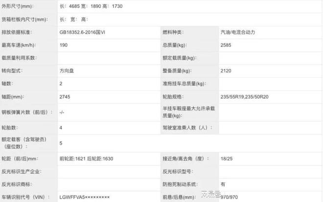 竞争CR-V混动 2023款魏牌拿铁申报图曝光 全新设计风格米乐 M6米乐(图3)