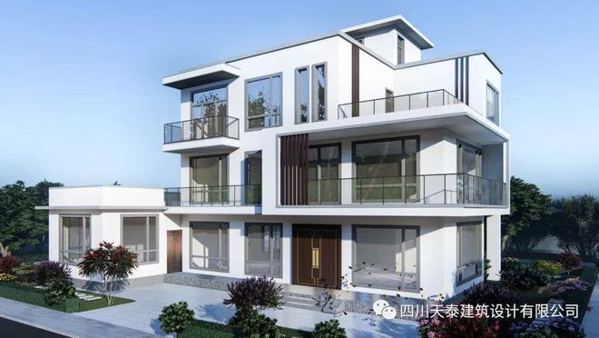 米乐M6 米乐德阳市中江县三层现代风别墅定制设计案例带旋转楼梯与挑空客厅(图1)