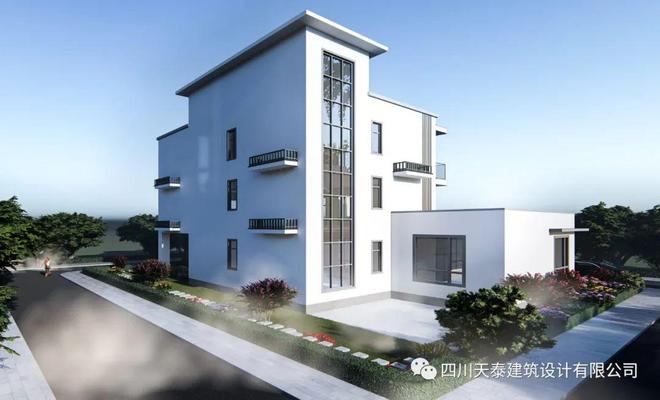 米乐M6 米乐德阳市中江县三层现代风别墅定制设计案例带旋转楼梯与挑空客厅(图2)
