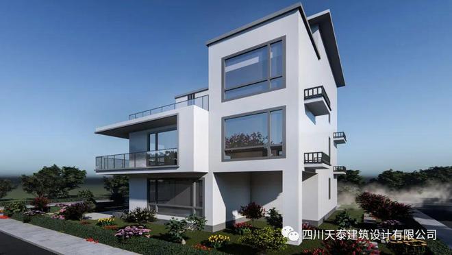 米乐M6 米乐德阳市中江县三层现代风别墅定制设计案例带旋转楼梯与挑空客厅(图3)