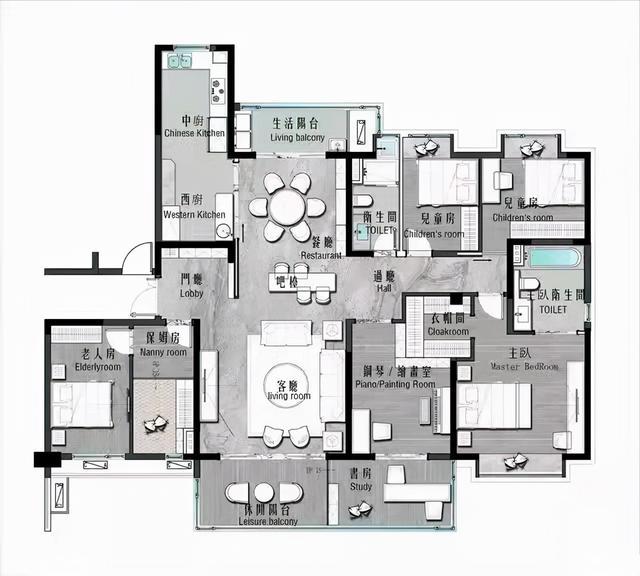 米乐M6 米乐183㎡居家大户型内部空间极具设计感(图1)
