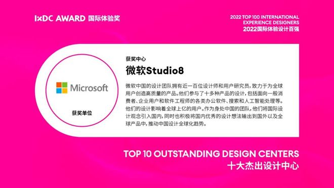 2022国际体验设计百强十大杰出设计中心——微软Studio8米乐M6 米乐(图1)