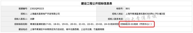 含市民中心功能青浦中央商务区20-01地块启动设计招标米乐 M6米乐(图1)