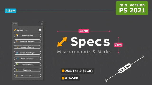 插件 设计师必备：PS插件一键尺寸标注工具 Specs中文汉化版！米乐 M6米乐(图1)