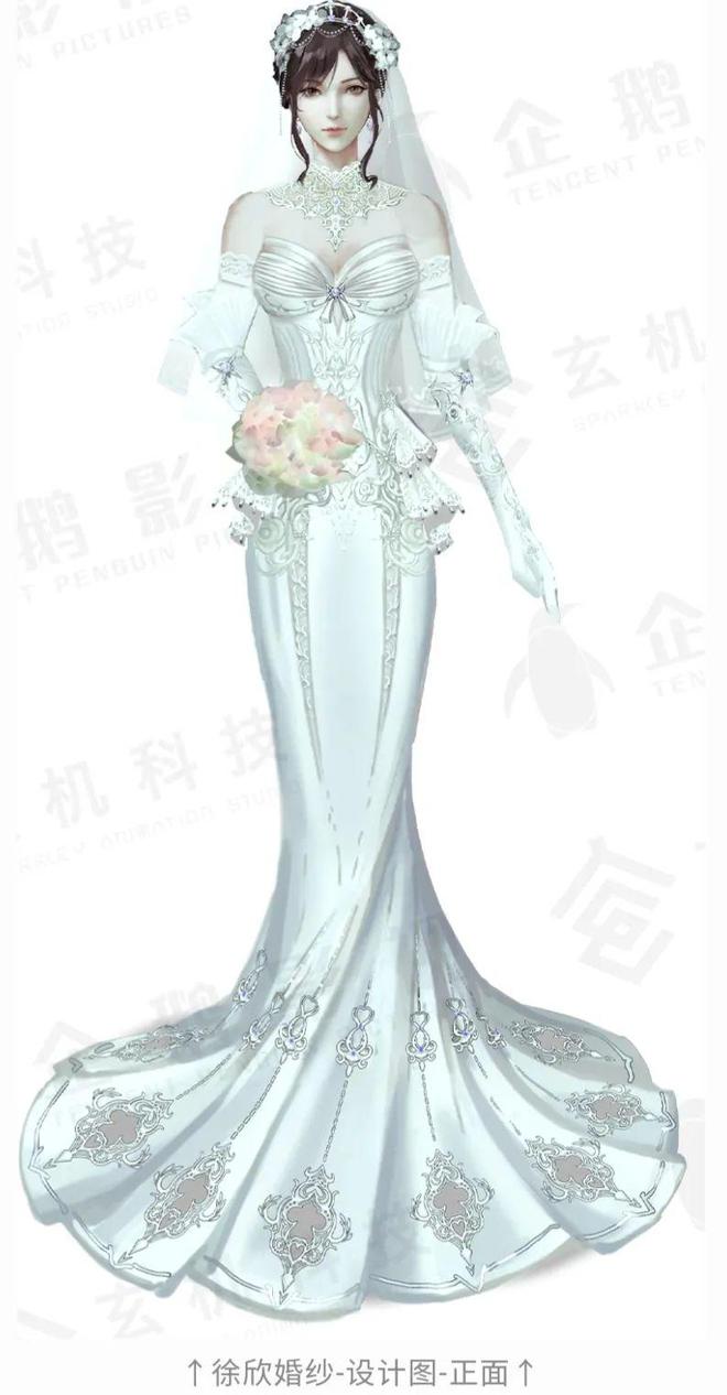 吞噬：徐欣婚纱原画曝光褶米乐M6 米乐皱和蕾丝都是精心设计的裙摆是亮点(图2)