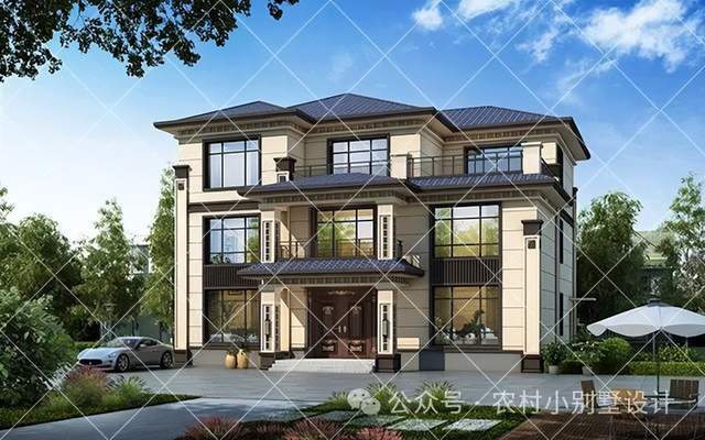 21款三层新中式农村自建房别墅复式客厅楼中楼设计2024建房首选(图1)