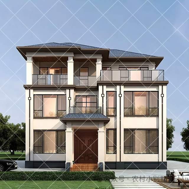 21款三层新中式农村自建房别墅复式客厅楼中楼设计2024建房首选(图2)