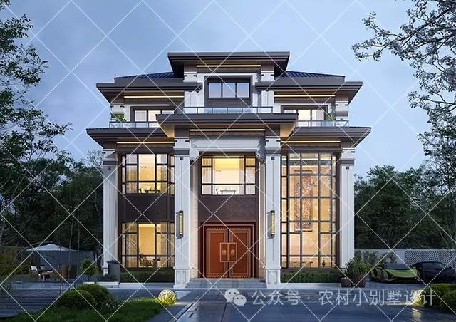 21款三层新中式农村自建房别墅复式客厅楼中楼设计2024建房首选(图9)